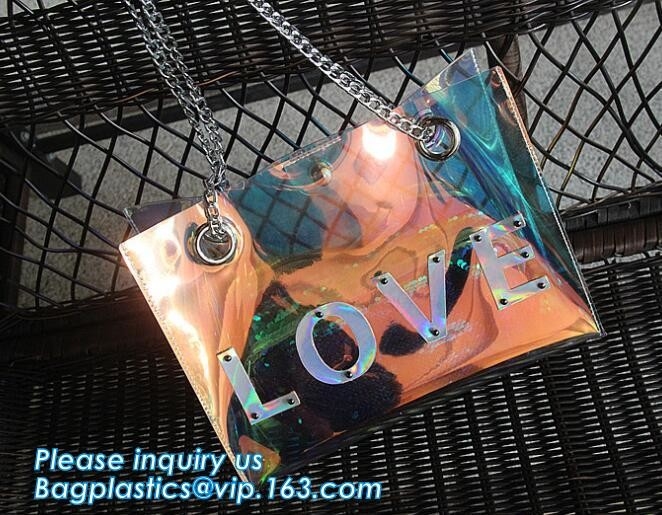 сумка tote PVC роскошной сумки цепи женщин сумки ясная пластиковая, сумка PVC плеча сумки Tote ясная с молнией, pac, ба