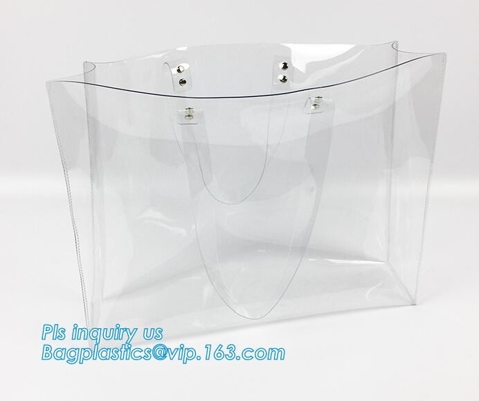 Сумка Tote пакета плетки пляжа PVC сумок Tote с внутренним карманом, водоустойчивым Полу-ясным PVC Shou нашивки сумок Tote