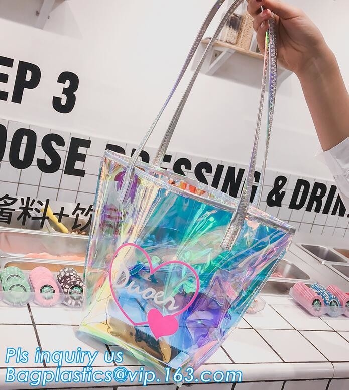 Водоустойчивая сумка пляжа Tote плеча PVC с цепью, людей перемещения изготовления Pvc сумкой небольших изготовленных на заказ, плечом слинга