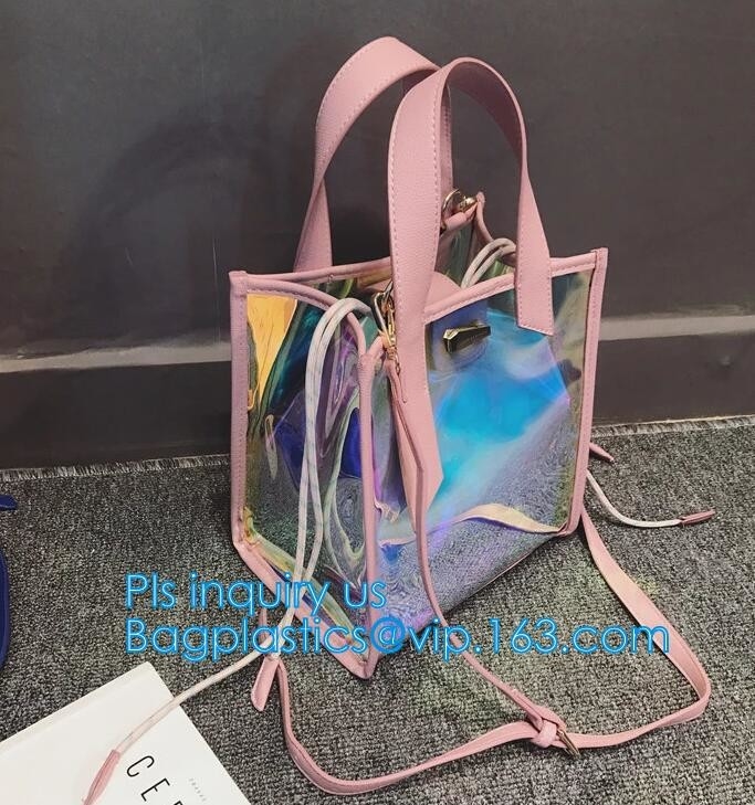Превращайте в желе сумку tote pvc сумки лазера цвета кожаную, обил ясную сумку Tote/PVC, Hologram k моды просвечивающий