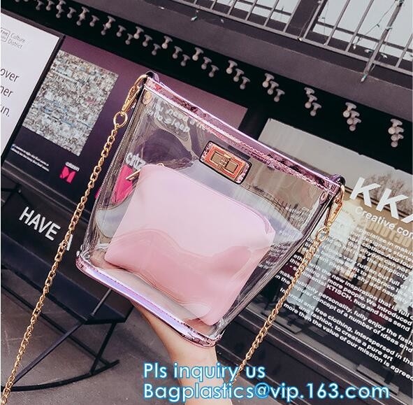 Хозяйственная сумка pvc Promo изготовленная на заказ ясная, сумки винила покрывая с логотипом, хозяйственной сумкой с изготовленным на заказ ручной работы печатанием, рукой