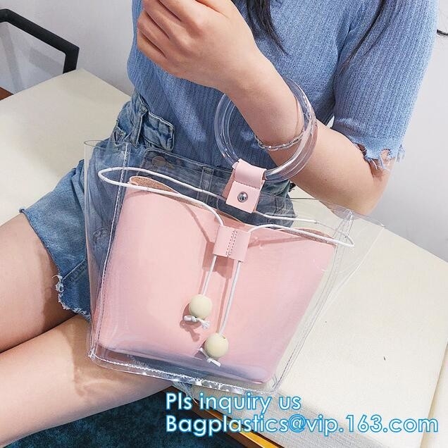 хозяйственная сумка pvc многоразового tote eco дружелюбного прозрачная, ходя по магазинам сумка пляжа PVC cluth с молнией, эко--freindly Promotio