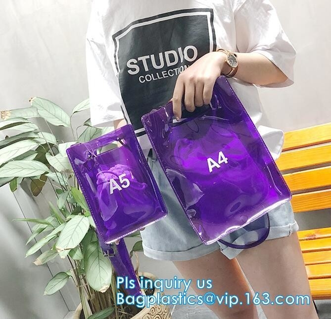 водоустойчивый стадион кладет сумки в мешки, ясный подарок пакуя сумку PVC, сумку портмона винила PVC муфты конверта пластиковую, руку tote