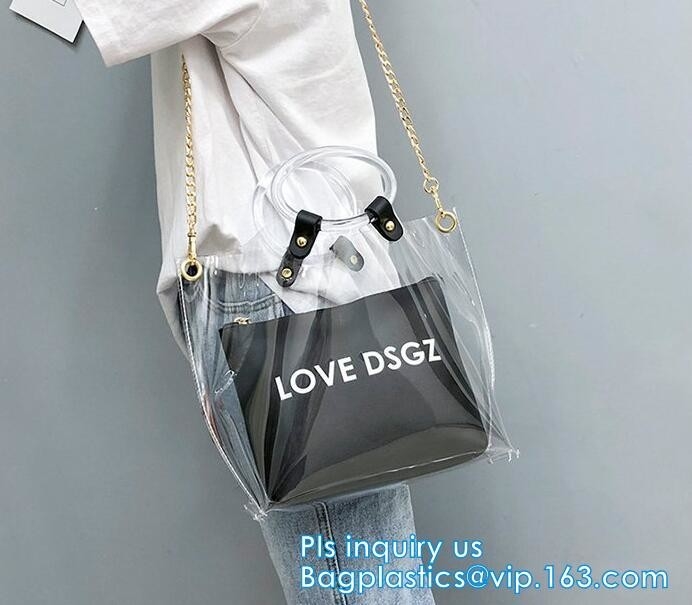 сумка tote pvc моды ходя по магазинам ясная, роскошный PVC напечатала сумки женщин, профессиональные сумки PVC дизайна с молнией