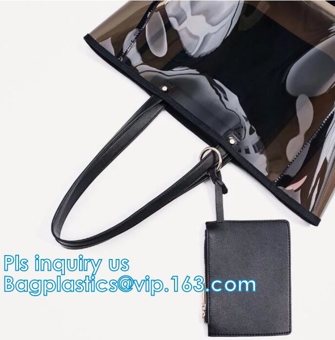сумка pvc tote прозрачной пластмассы ходя по магазинам, косметическая упаковывая ясная сумка PVC, полиэтиленовые пакеты с вашим собственным логотипом, покупатель