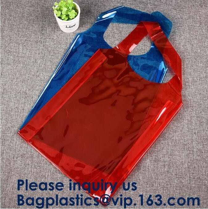 Ясная пурпурная ультрамодная хозяйственная сумка, складывая сумка Tote PVC, водоустойчивая сумка покупок PVC, BAGEASE, BAGPLASTICS