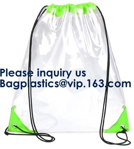Рюкзак сумки Drawstring PVC с твердыми нижними выдвиженческими изготовленными на заказ прозрачными сумками рюкзака Drawstring ясности PVC 210D