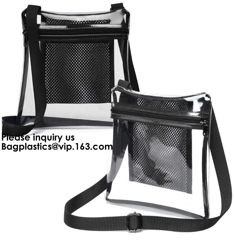 Ясная сумка Tote PVC сумки слинга с внутренней сумкой сетки и плечевой ремень, ясная сумка PVC большая с небольшим мешком
