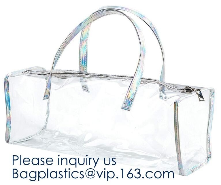 Ясные сумки Tote покупателя PVC, Tote сумка Pvc покупок материальная с логотипом, пакетом напитка, сумкой Tote покупателя с небольшим мешком