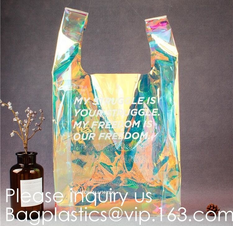 Хозяйственная сумка Tote голографической ткани PVC прозрачная водоустойчивая, шелк печатая прозрачную хозяйственную сумку Tote Pvc, bagease