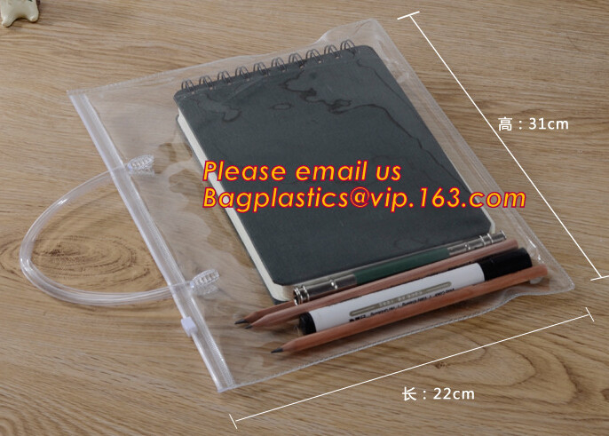 Простая ясная пластиковая сумка с молнией, сумка файла PVC A4 файла pvc k, изготовленная на заказ сумка пластиковое Zippe документа сумки файла PP A4