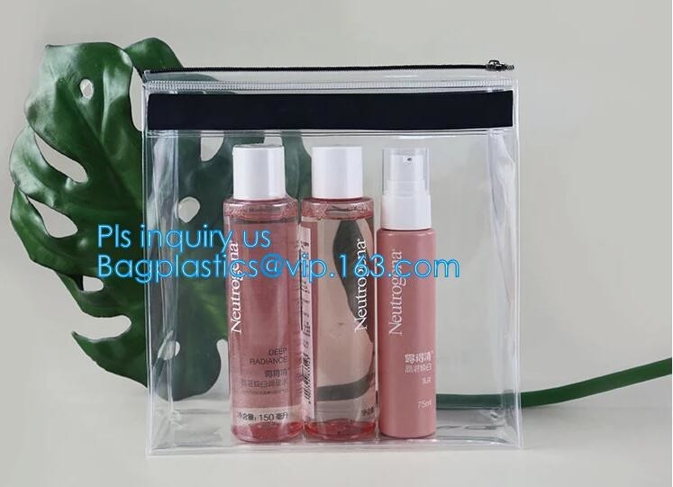 Сумка пластикового хранения pvc hologram молнии слайдера пакуя косметическая, сумка молнии слайдера PVC 200 микронов прозрачная ясная, циновка