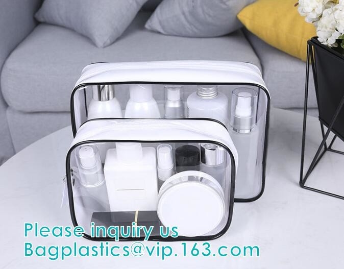 прозрачная сумка трубки PVC застежка-молнии цилиндра с крюком вида для PVC нижнего белья хранения портативного, ба PVC трубки цилиндрического пакуя