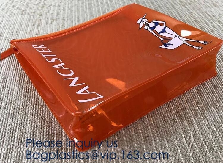 Сумка PVC горячей дружественной к Эко прозрачной пластмассы косметическая с молнией, офсетной печатью/шелковой ширмой печатание/печатание Gravure