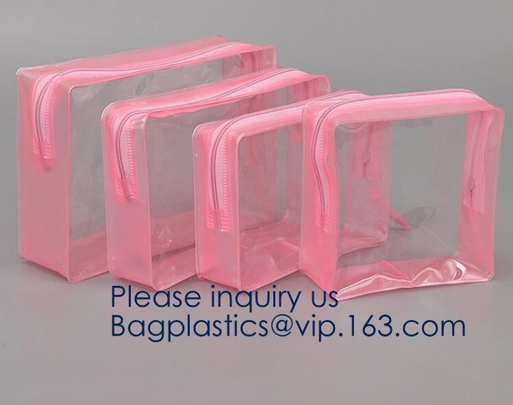 TSA одобрило макияж PVC сумки ясного праздника сумки гигиенической косметикаи перемещения косметический кладет различный размер в мешки 3 части, bagease, bagplastic