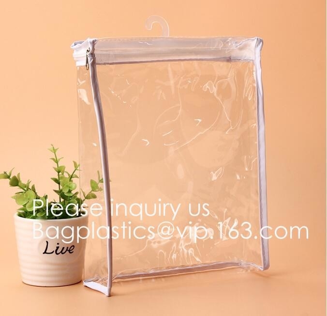 Ясный случай карандаша ручки молнии PVC, мешок макияжа сумки карандаша PAC ФУТБОЛКИ, сумка мешка одежды, организатор, случай перемещения, ткань