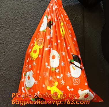 Подарок drawstring PE пластиковый кладет в мешки с логотипом мультфильма, мешком santa гиганта рождества drawstring пластиковым для подарка