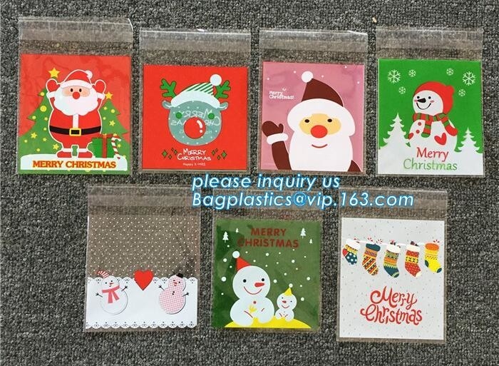 Горячие милые держатели подарков рождества Xmas Санта снеговика снежинки 100pcs/lot пекут ба ювелирных изделий конфеты печений печенья упаковывая