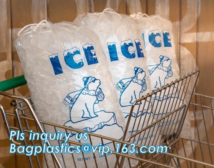 Высококачественный упаковывая полиэтиленовый пакет куба льда LDPE мешка, сумка drawstring изготовителя пластиковая устранимая для льда c хранения