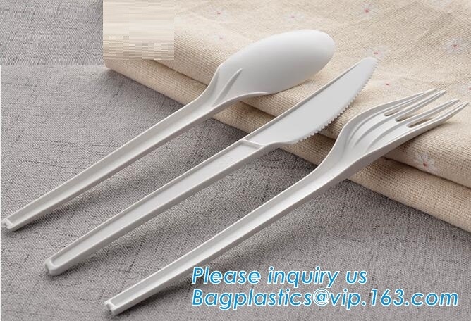 Столовый прибор PLA |нож|вилка|ложка, tableware вилки столового прибора PLA сертификата EN13432, устранимых и biodegradable PLA, PA bagease