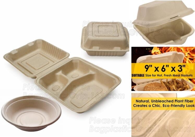 Bagplas bagease контейнера обеда biodegradable кукурузного крахмала отсеков квадрата 1500ml 3 самого ходового товара 2018 Амазонки устранимые