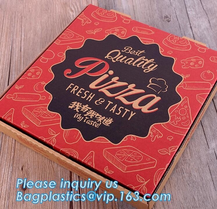 Напечатанная коричневая коробка пиццы бумаги kraft, дешевая коричневая бумажная коробка пиццы, дешевое напечатанное packa bagease коробки пиццы круга логотипа изготовленное на заказ