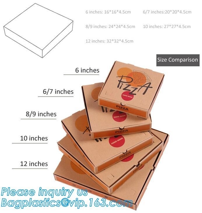 Дюйм 8inch круга 6 kraft изготовленного на заказ логотипа дешевый бумажный уникальный персонализированный рифленый 16 дюймов bagease коробки пиццы 12 дюймов, пакет