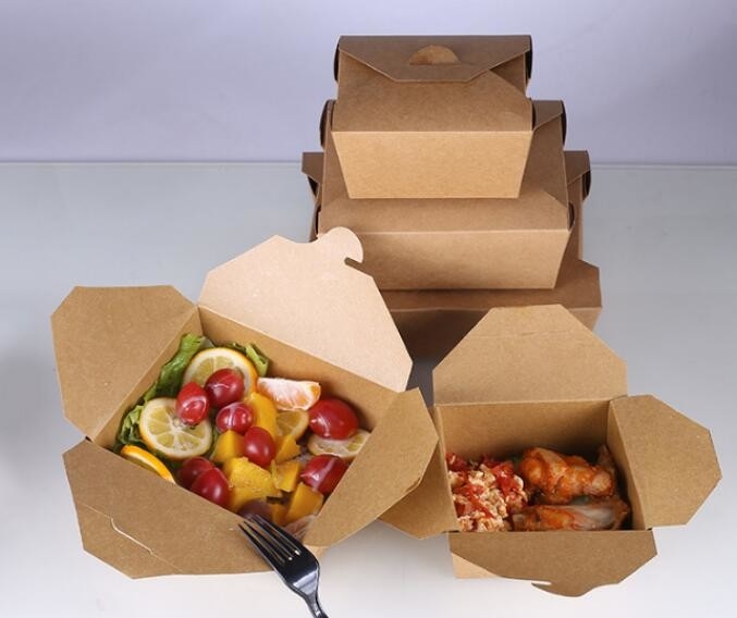 Коробка контейнеров обеда Брауна Kraft бумажная Takeout, пакет bagease коробки для завтрака бумаги kraft дружелюбного качества еды Eco устранимый