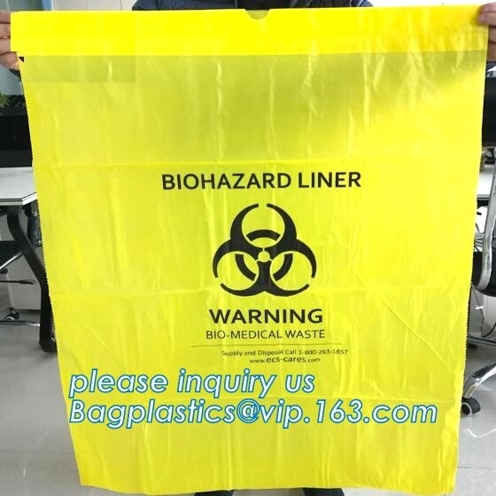 Сумки отхода белья устранимых пластиковых сумок biohazard заразные, желтый отход Biohazard кладут медицинскую сумку в мешки перехода образца