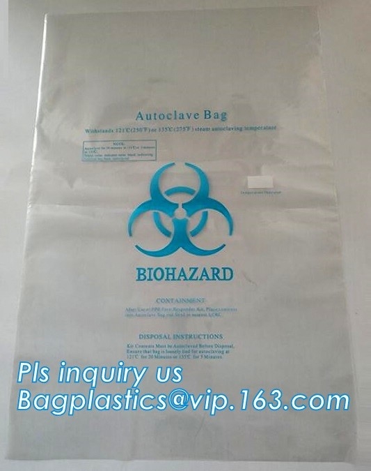 biodegradable сумка biohazard/повторно использованная сумка отброса, Biohazard полиэтилена напечатали ясный пластиковый образец k кладут острословие в мешки
