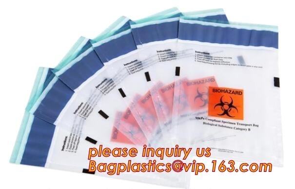 Сумка молнии образца лаборатории LDPE подгоняла печать сумок медицины, молнии Biohazard сумок лаборатории запирая пластиковый образец Tran