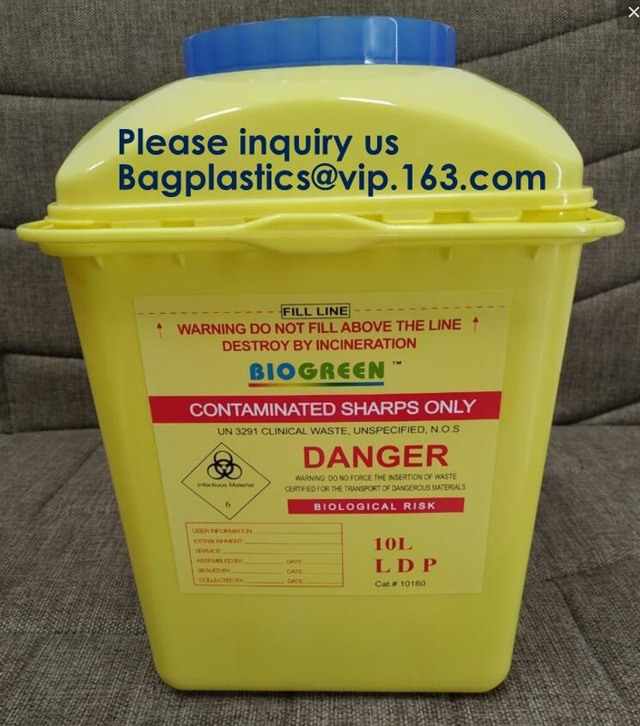 Избавления иглы biohazard больницы OEM 3l 5l 10l 12l 21l 22l контейнер диезов безопасности желтого медицинского пластиковый