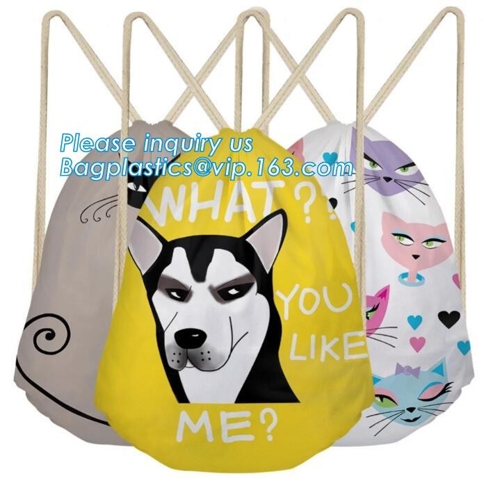 Сумка изготовленного на заказ Drawstring полиэстера прачечной водоустойчивого косметическая, изготовленный на заказ длинный пакет хозяйственной сумки супермаркета полиэстера ручки