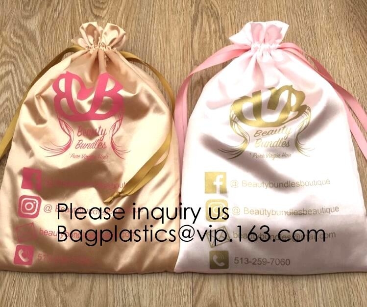 Shinny золотая сумка Drawstring с розовым печатанием золота, мешок сатинировки сатинировки с рябью, небольшим красочным толстым Drawstring сатинировки