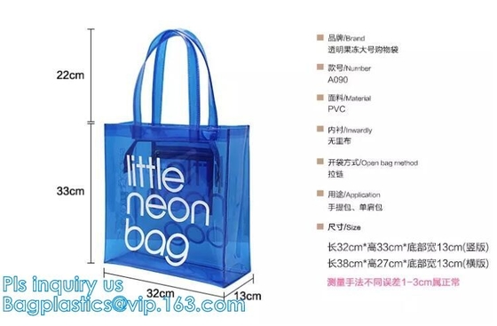 Eco friendly PVC zipper bag/pvc clear bag/PVC handle bag, Clear PVC handle bag, Clear plastic carrier bag, Superior qual