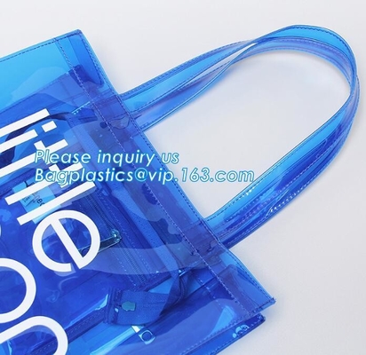 Eco friendly PVC zipper bag/pvc clear bag/PVC handle bag, Clear PVC handle bag, Clear plastic carrier bag, Superior qual