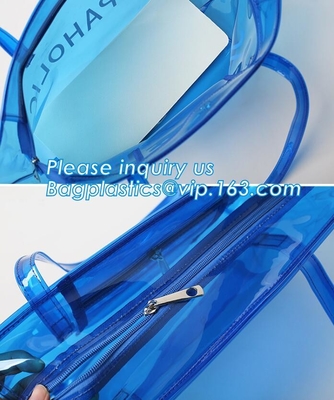 Eco friendly PVC zipper bag/pvc clear bag/PVC handle bag, Clear PVC handle bag, Clear plastic carrier bag, Superior qual