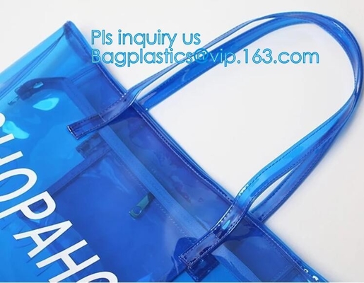 Eco friendly PVC zipper bag/pvc clear bag/PVC handle bag, Clear PVC handle bag, Clear plastic carrier bag, Superior qual