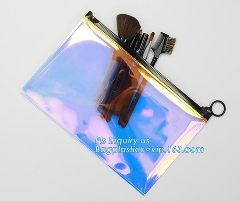 Eva Clear Vinyl Cosmetic Bag Slider Zipper Pencil Bag, Promotional Transparent Cosmetic PVC Bag Slider Zip Bags Clear Tr