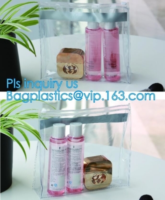 Eco-friendly Red Clear Slider Zipper PVC Cosmetic Make Up Bikini Bag, pvc zipper lock slider bag