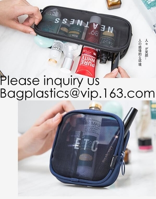 Men and Women Mesh Cosmetic Pouch Set Toiletry Bags See Through Travel Makeup Organizer,mesh cosmetic pouch nylon cosmet