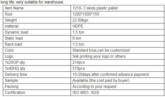 100% Virgin HDPE wear-resistant anti-slip stackable plastic pallet, China Manufacturer accept custom standard stacking p